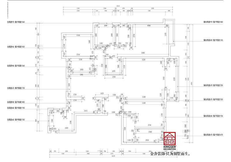  榮盛華府躍層裝修215平米改造說明-原始平面圖